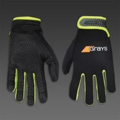 Grays G500 Gel Hockey Gloves (Black-Neon Yellow)
