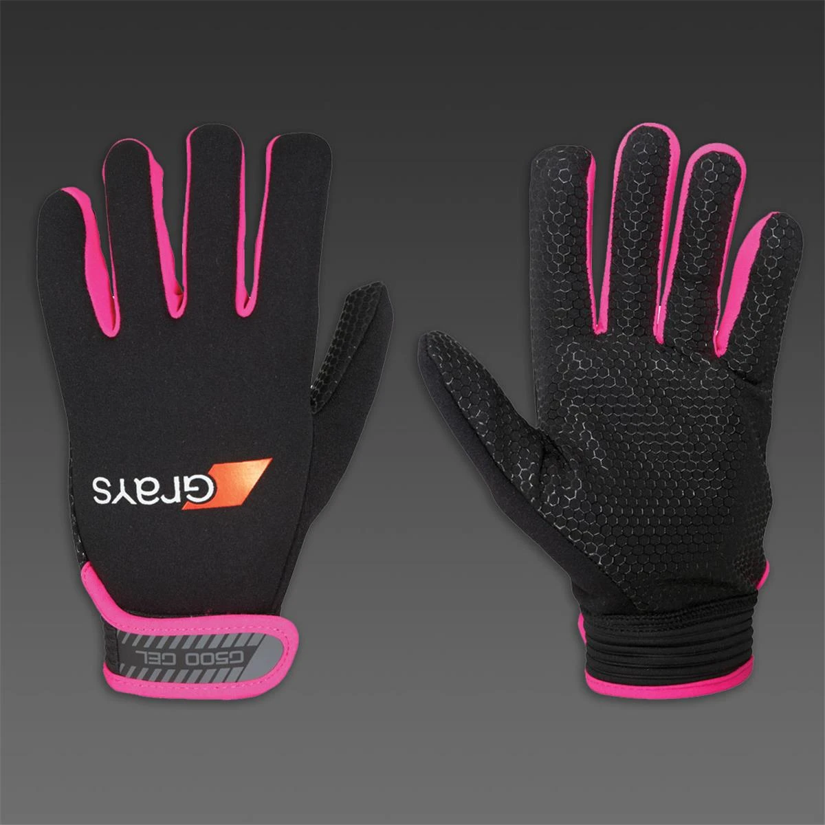 Grays G500 Gel Hockey Gloves (Black-Neon Pink) 1 Grays G500 Gel Hockey Gloves (Black-Neon Pink)