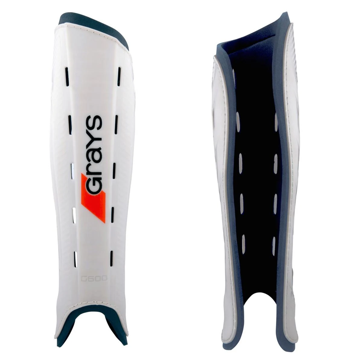 Grays G600 Hockey Shinguards (White-Blue) 1 Grays G600 Hockey Shinguards (White-Blue)