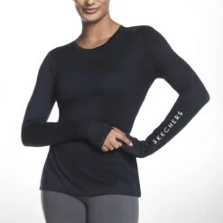 Skechers Go Dri Swift Long Sleeve Womens Top (Black) -Sports Apparel Store Ske WLT194 BLK 2