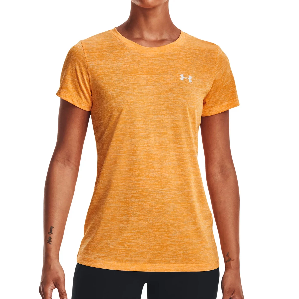 Under Armour Womens Tech Twist T-Shirt (Rise-White-Metallic Silver) 1 Under Armour Womens Tech Twist T-Shirt (Rise-White-Metallic Silver)