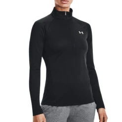 Under Armour Womens Tech 1/2 Zip (Black-Black-Metallic Silver)