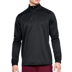 Under Armour Fleece 1/2 Zip Mens Top (Black-Black)