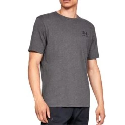 Under Armour Sportstyle Left Chest Logo Mens T-Shirt (Charcoal Medium Heather-Black)