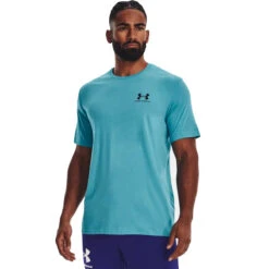 Under Armour Sportstyle Left Chest Logo Mens T-Shirt (Glacier Blue-Black-Black)