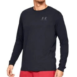 Under Armour Sportstyle Left Chest Logo Long Sleeve Mens Top (Black-Black)