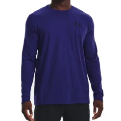 Under Armour Sportstyle Left Chest Logo Long Sleeve Mens Top (Sonar Blue-Black)