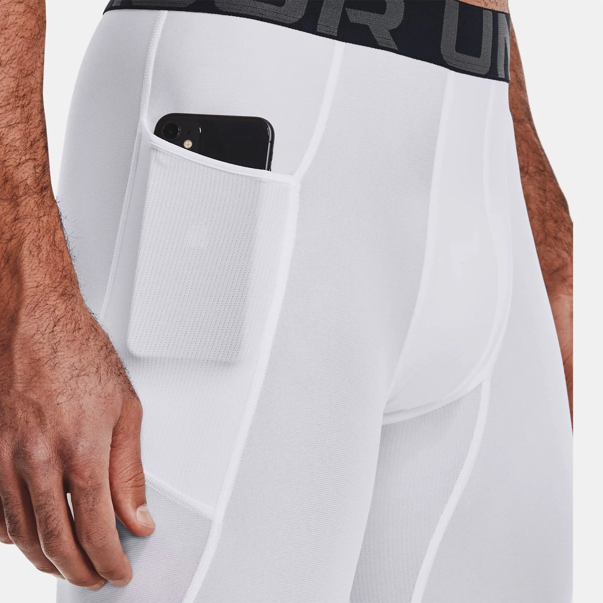 Under Armour Mens HG Leggings (White-Black) 2 Under Armour Mens HG Leggings (White-Black) - Image 2