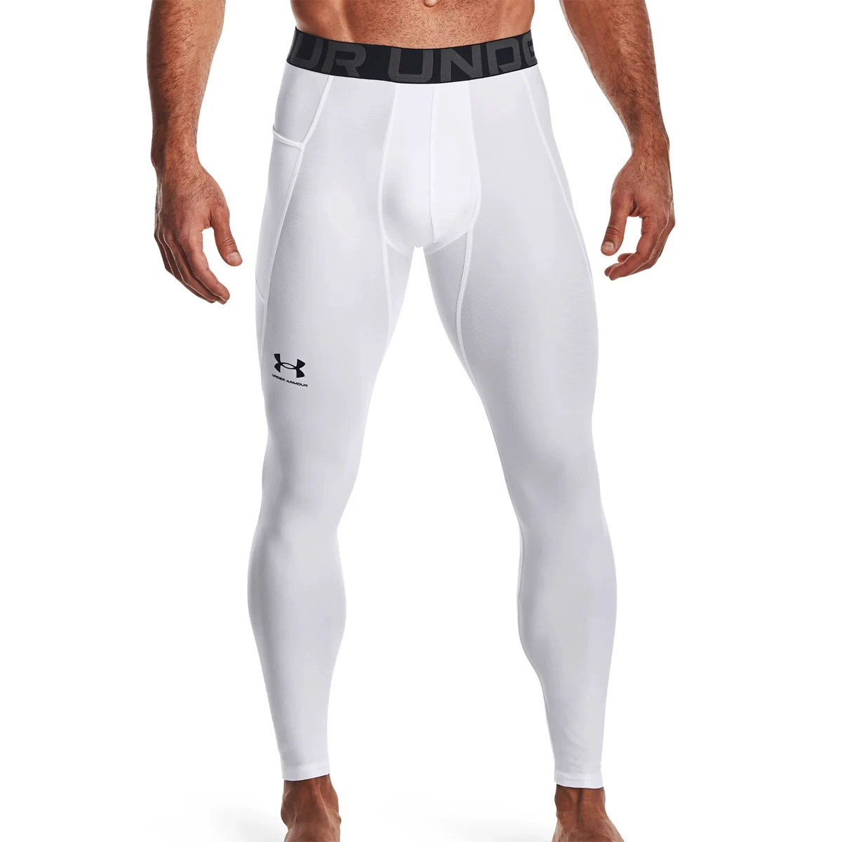 Under Armour Mens HG Leggings (White-Black) 1 Under Armour Mens HG Leggings (White-Black)