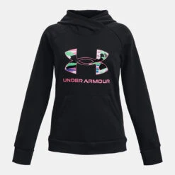 Under Armour Rival Fleece BL Girls Hoodie (Black-Pink Punk)