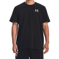 Under Armour Logo Embroidered Heavyweight Short Sleeve Mens T-Shirt (Black-White)