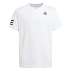 Adidas Club 3 Stripe Boys Tee (White-Black)