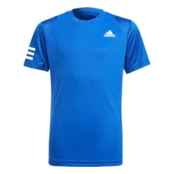 Adidas Club 3 Stripe Boys Tee (Bold Blue-White)